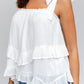 GILLI Sleeveless Asymmetrical Hem Line Tiered Top