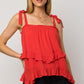 GILLI Sleeveless Asymmetrical Hem Line Tiered Top