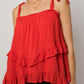 GILLI Sleeveless Asymmetrical Hem Line Tiered Top
