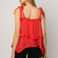 GILLI Sleeveless Asymmetrical Hem Line Tiered Top