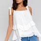 GILLI Sleeveless Asymmetrical Hem Line Tiered Top