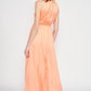 EMORY PARK Peach Waist Cutout Cocktail Dress