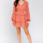 LE LIS Peach Mini Flare Sundress with Ruffle Detail