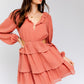 LE LIS Peach Mini Flare Sundress with Ruffle Detail