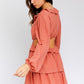 LE LIS Peach Mini Flare Sundress with Ruffle Detail