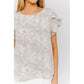 GILLI S/S OVERLAP RUFFLE SLEEVE DITSY PRINT TOP