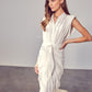 DO + BE COLLECTION Taupe Sleeveless Midi Dress with Front Tie