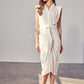 DO + BE COLLECTION Taupe Sleeveless Midi Dress with Front Tie