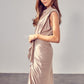 DO + BE COLLECTION Taupe Sleeveless Midi Dress with Front Tie