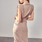 DO + BE COLLECTION Taupe Sleeveless Midi Dress with Front Tie