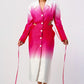 ATHINA Stylish White/Pink Color gradient Trench Dress Coat with front buttons