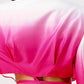 ATHINA Stylish White/Pink Color gradient Trench Dress Coat with front buttons