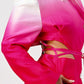 ATHINA Stylish White/Pink Color gradient Trench Dress Coat with front buttons