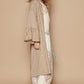 POL Women's Khaki Flower Lace Trim Open Front Boho Longline Cardigan