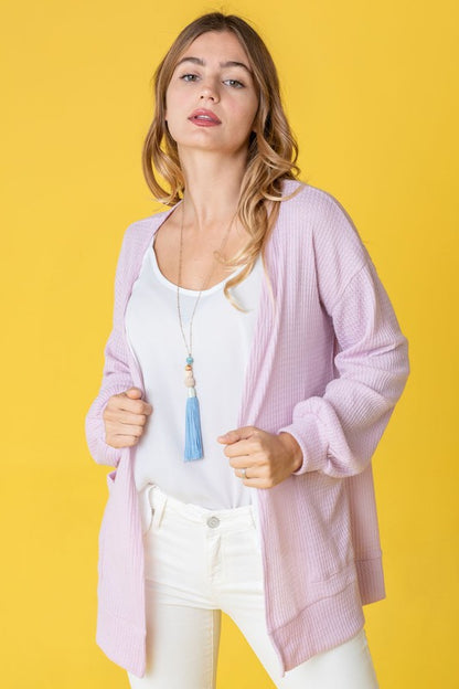 EG FASHION Solid Waffle Knit Cardigan
