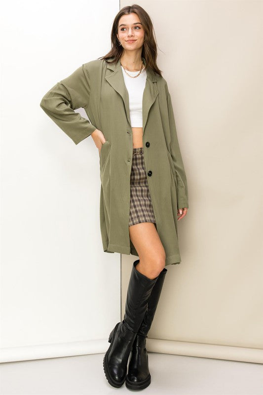 HYFVE Long Button Front Cool Oversized Coat
