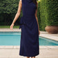 Twisted Slit Cowl Neck Sleeveless Midi Dress