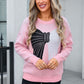 ANGEL WINGS Bow Round Neck Dropped Shoulder Sweater