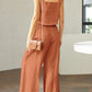 Stylish 2 Piece Square Neck Top and Wide Leg Pants Set
