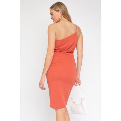 GILLI Sleeveless One Shoulder Front Slit Dress