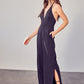 DO + BE COLLECTION Deep V-Neck Wide Leg Jumpsuit