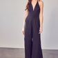 DO + BE COLLECTION Deep V-Neck Wide Leg Jumpsuit