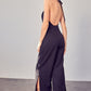 DO + BE COLLECTION Deep V-Neck Wide Leg Jumpsuit