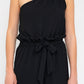 GILLI Black One Shoulder belted Jogger Jumpsuit