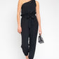 GILLI Black One Shoulder belted Jogger Jumpsuit