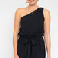 GILLI Black One Shoulder belted Jogger Jumpsuit