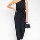GILLI Black One Shoulder belted Jogger Jumpsuit
