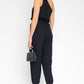 GILLI Black One Shoulder belted Jogger Jumpsuit