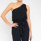 GILLI Black One Shoulder belted Jogger Jumpsuit