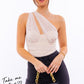 LE LIS One Shoulder Detail Mesh Bodysuit