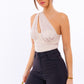 LE LIS One Shoulder Detail Mesh Bodysuit