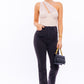 LE LIS One Shoulder Detail Mesh Bodysuit