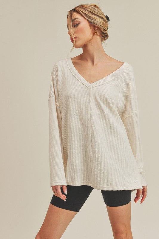 AEMI & Co. Cozy V- Neckline Knitted Top - Casey Top