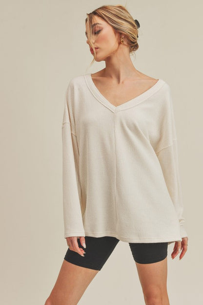 AEMI & Co. Cozy V- Neckline Knitted Top - Casey Top