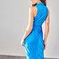DO + BE COLLECTION Maldives Blue Sleeveless Collar Front Tie Dress