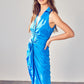 DO + BE COLLECTION Maldives Blue Sleeveless Collar Front Tie Dress