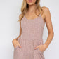GILLI Taupe-Ivory Dot Sleeveless Scoop Neck Wide Leg Jumpsuit