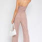 GILLI Taupe-Ivory Dot Sleeveless Scoop Neck Wide Leg Jumpsuit