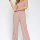 GILLI Taupe-Ivory Dot Sleeveless Scoop Neck Wide Leg Jumpsuit