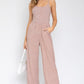 GILLI Taupe-Ivory Dot Sleeveless Scoop Neck Wide Leg Jumpsuit