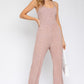 GILLI Taupe-Ivory Dot Sleeveless Scoop Neck Wide Leg Jumpsuit