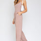 GILLI Taupe-Ivory Dot Sleeveless Scoop Neck Wide Leg Jumpsuit