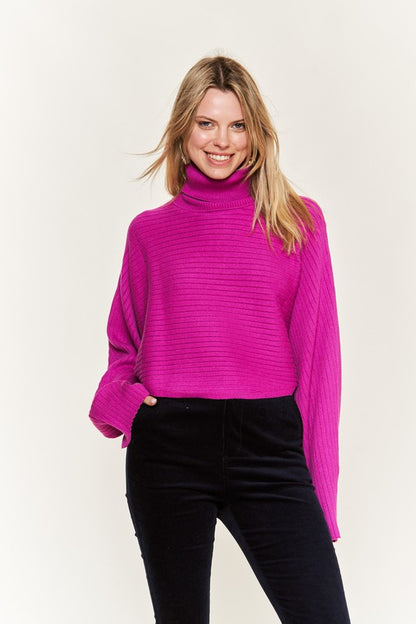 JADE by JANE Luxurious Mock Neck Wide Sleeves Sweater JJK50507