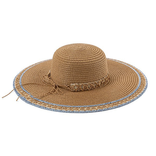 BELLA CHIC Embroidered Boho Straw Hat