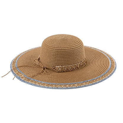 BELLA CHIC Embroidered Boho Straw Hat