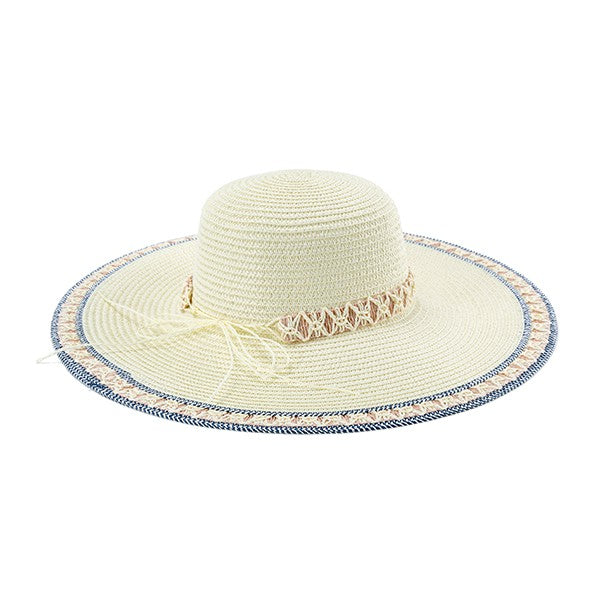 BELLA CHIC Embroidered Boho Straw Hat